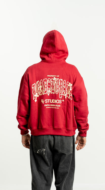 “Cross” Zipper Mahroon Red