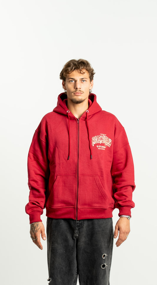 “Cross” Zipper Mahroon Red