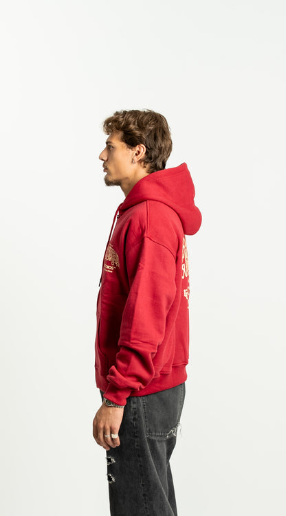 “Cross” Zipper Mahroon Red