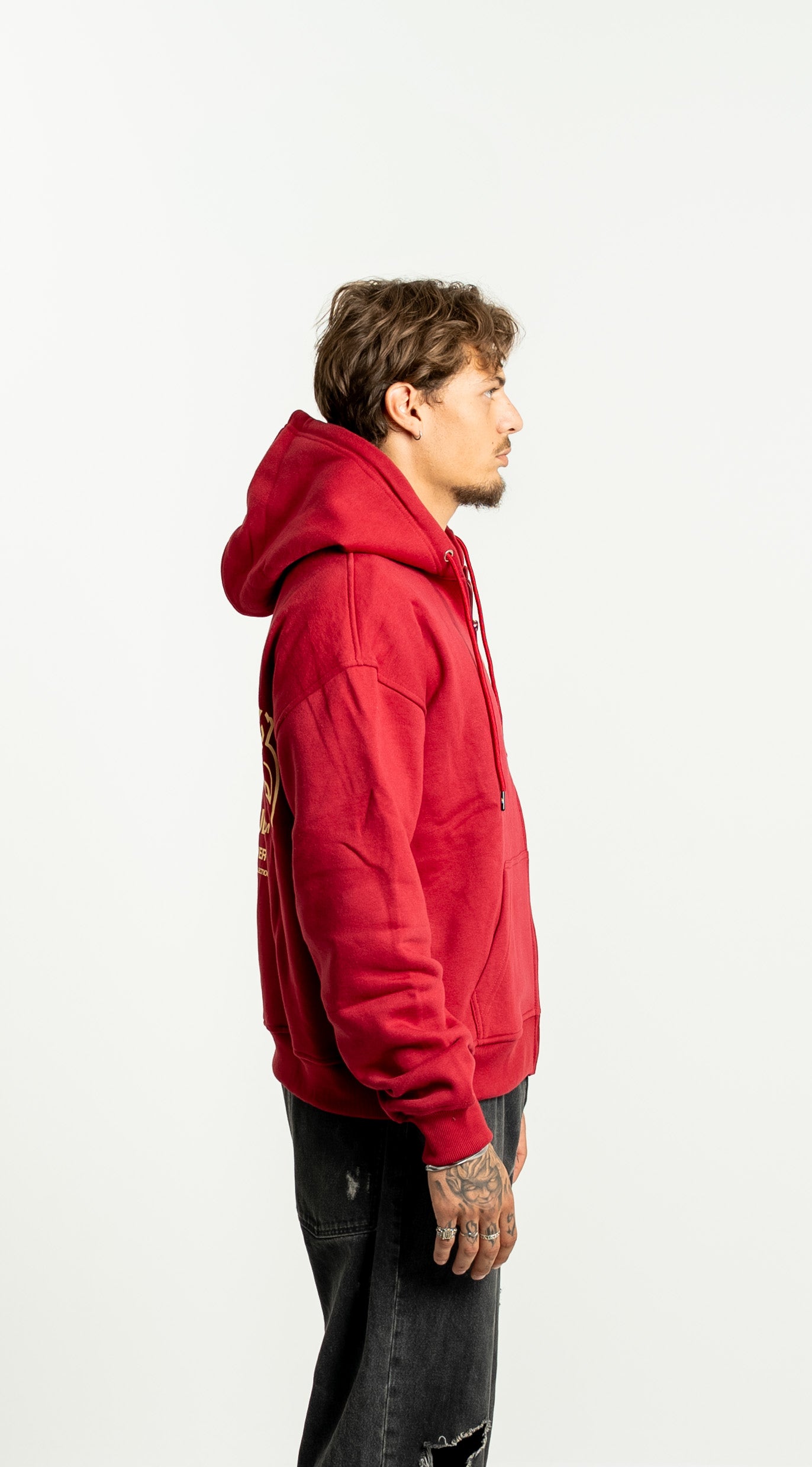 “Cross” Zipper Mahroon Red