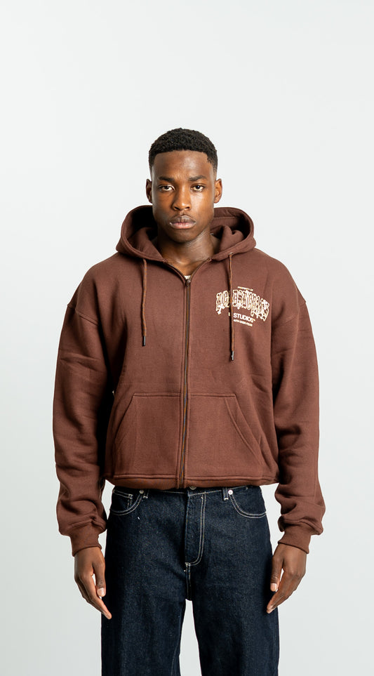 “Cross” Zipper Cocoa Brown