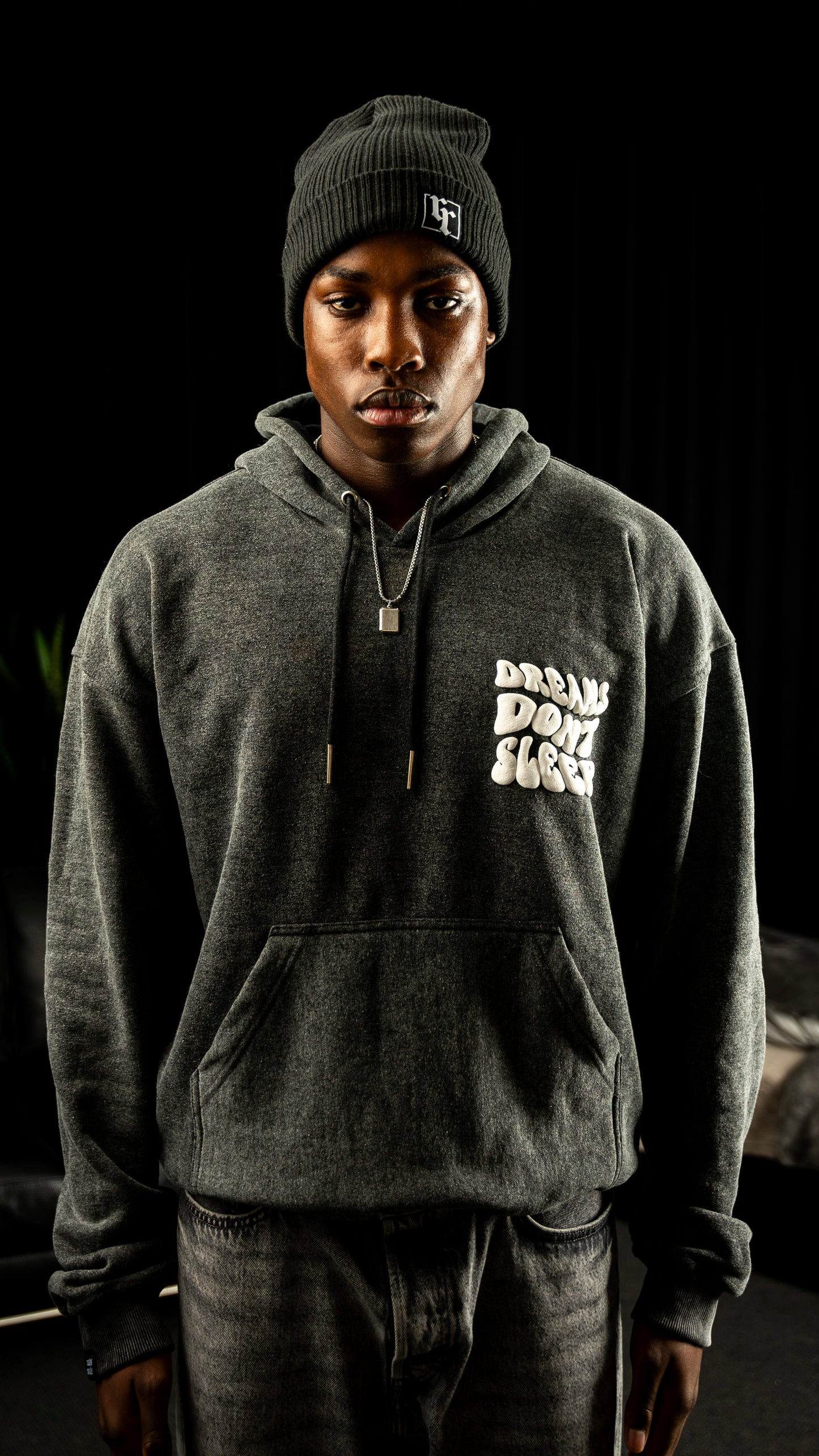 Dreams don’t Sleep Hoodie acid grey